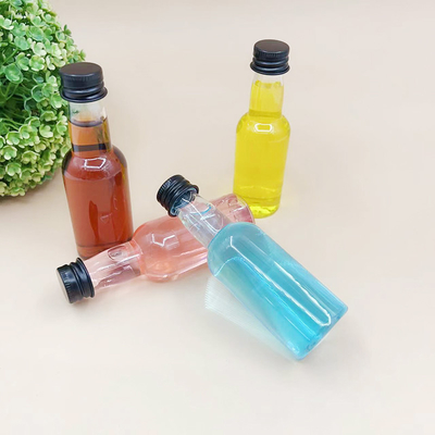 추천 50ml PET 플라스틱 병 주스 천연 주스 로고 병에 정액 병에 대한 사용자 지정 라벨 재고