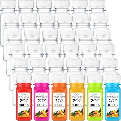 60ml 2oz 평면 플라스틱 주스 병 누출 방지