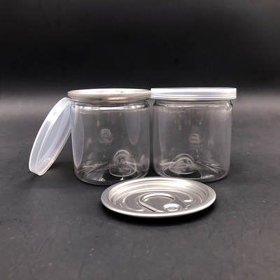 식품 등급 팝 캔 PET 투명한 플라스틱 캔 직경 80mm 300# 알루미늄 쉬운 오픈 엔드