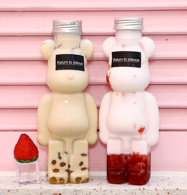 누출 방지 플라스틱 밀크 차 병 손잡이 120ml-500ml 용량 정사각형 둥근 모양
