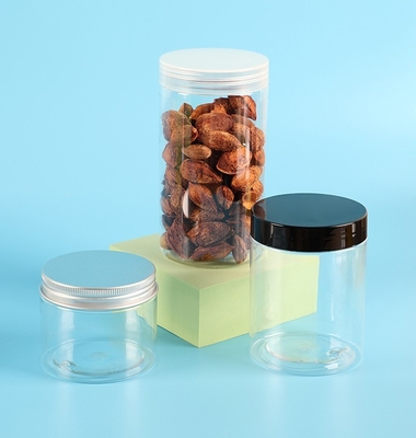 투명한 PET 200ml 250ml 300ml 500ml 넓은 입 PET 투명한 병 알루미늄 뚜??