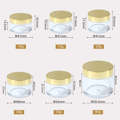 10ml-150ml 투명한 플라스틱 둥근 크림 병 압력 민감 가스켓