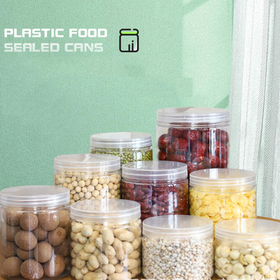 맞춤 16oz 32oz 500ml 1000ml 알루미늄 뚜?? 이 있는 투명한 넓은 입 PET 잔