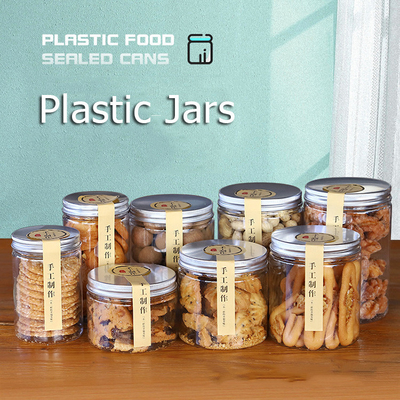 맞춤 16oz 32oz 500ml 1000ml 알루미늄 뚜?? 이 있는 투명한 넓은 입 PET 잔