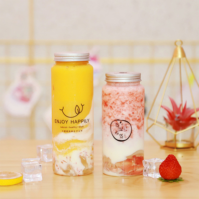 1000ml 용량 가출 방지 디자인으로 현대 사각형 원형 PETG 우유 차 병