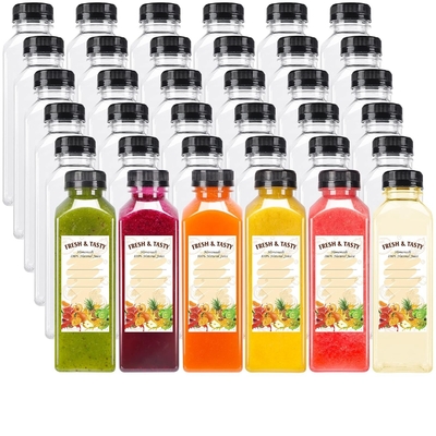 250ml 용량 하얀 캡 사용자 지정 로고가있는 맑은 주스 병 애완 동물 플라스틱 병
