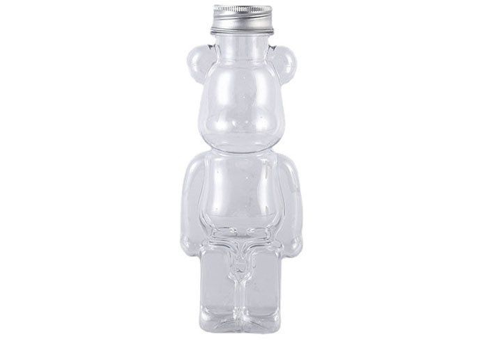 350ml 400ml 500ml 700ml 핫 판매 애완 동물용 플라스틱 곰 모양 주스 병 캡과 스트랩으로 음료